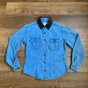 Vintage Talbots Petites Denim Shirt Jacket Cowgirl Size PP